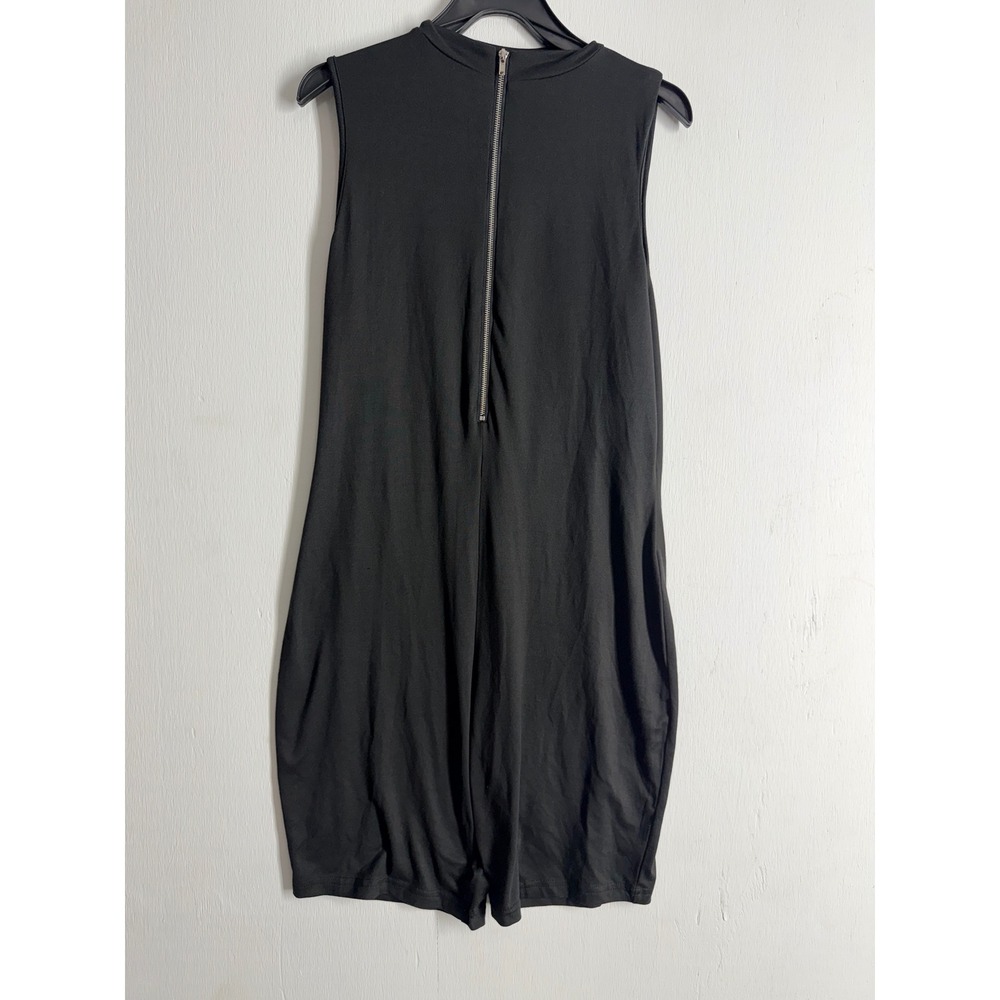 SJL Apparel Black Sleeveless Mock Neck Back Zip Biker Short Romper Large